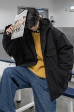 A609冬休闲加绒牛仔棉衣外套夹克加厚保暖防寒棉服羊羔毛绒连帽潮，男装棉衣，星座115A(原星座507）
