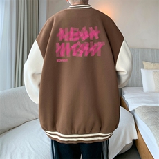 摇粒绒棒球服男大码开衫卫衣男夹克BF86321-P65，男装夹克，电商A040
