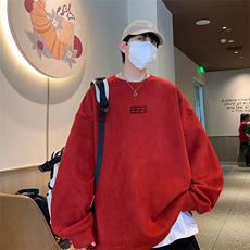 已注册港风供抖音直播得物高品质麂皮绒宽松男卫衣W3501P38，男装卫衣，电商C408-1(原B339-1)
