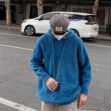 韩系慵懒风软糯圈圈纱连帽毛衣2024新款加厚保暖上衣男MZ748-P63，男装针织衫/毛衣，星座412-3