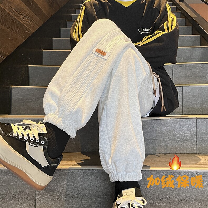 加绒加厚休闲束脚运动卫裤KK380P55控78,男装休闲裤,星座712