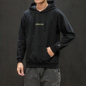 2021春季新日系马切达大码潮男字母刺绣连帽套头卫衣W605-P45图片