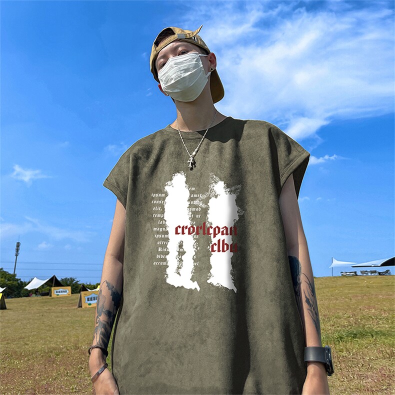 量大优供视频得物直播品230克夏季麂皮绒背心无袖T恤BJ279,男装背心/马甲,电商A486