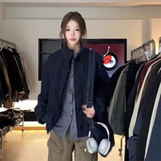 RS110-P60美式复古cleanfit廓形短款夹克外套女春秋新款，男装夹克，电商B323A