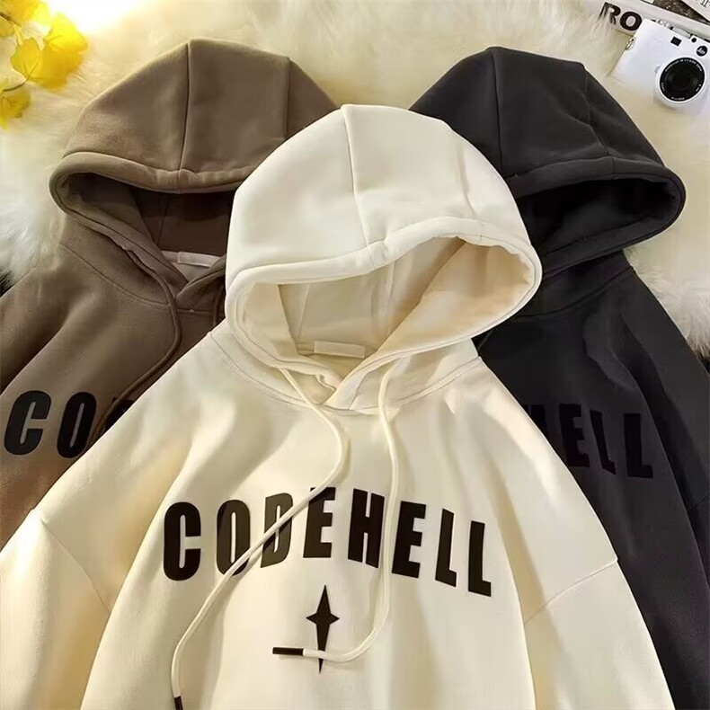 韩版字母印花卫衣男女连帽秋冬款ins潮流百搭宽松上衣外套情侣装，女装短外套，星座506A