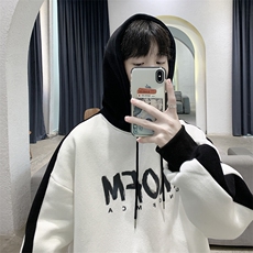 春秋热卖带帽学生拼色宽松休闲百搭连帽薄款卫衣W005B/P30特，男装卫衣，电商A243