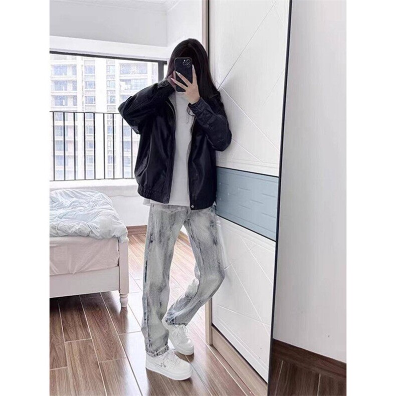 现货美式高街vibe风水洗扎染牛仔裤男女春秋新款直筒裤NX211-p45,男装牛仔裤,星座1008