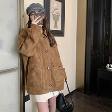 现货2B183-8203-P145K198麂皮绒休闲外套夹克，女装短外套，2B183