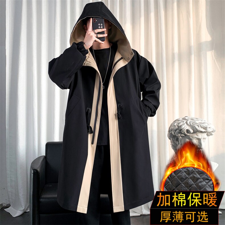 5W件加绒风衣男中长款大衣男棉衣男F996薄P95加棉P115爆景二,男装风衣,星座401