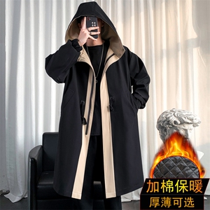 5W件加绒风衣男中长款大衣男棉衣男F996薄P95加棉P115爆景二图片