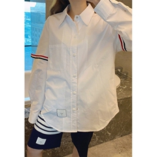 双袖标白色衬衫女设计感小众高版本25春夏学院风宽松CS022，男装衬衫，星座1116A（原606A-3）