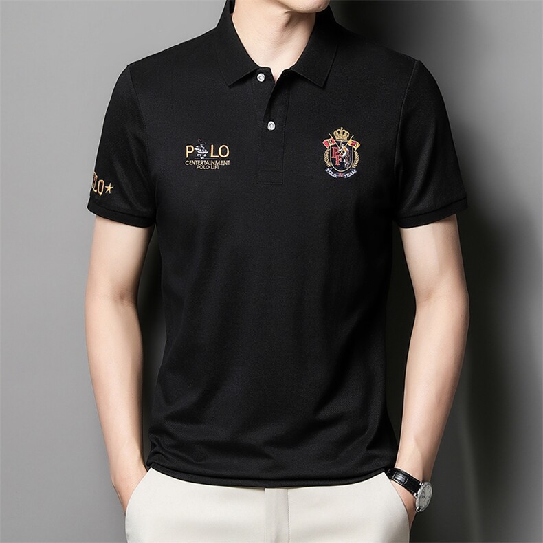 上衣2023年夏季衬衫百搭纯色潮流短袖翻领宽松POLO衫中年休闲T恤,男装T恤,电商B212（原钱塘6029）