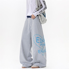 【现货】XZ1218(原611-3)BK7064特价54条纹爱心字母刺绣牛仔裤，男装牛仔裤，星座1218（原611-3）