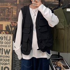 新款潮流工装无袖外套男宽松背心ins马甲潮牌嘻哈百搭2003-P30，男装背心/马甲，星座1008-1