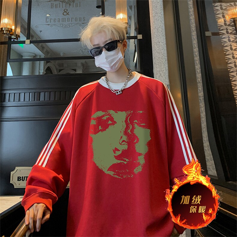 抖音得物供货提供视频秋冬重磅美式宽松织带圆领卫衣0316,男装卫衣,电商A486