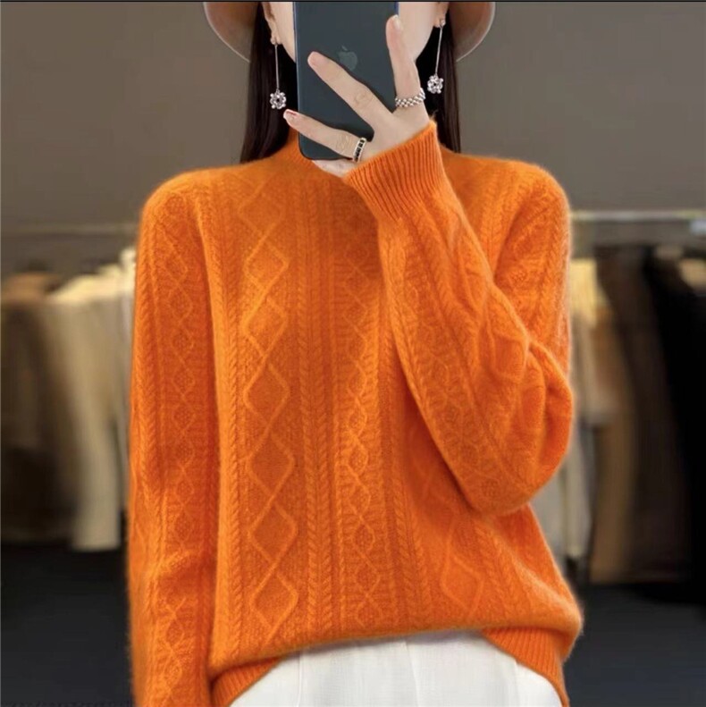 时尚百搭女士秋冬羊毛衫羊毛简约休闲舒适毛衣,女装羊毛衫,牧思羊