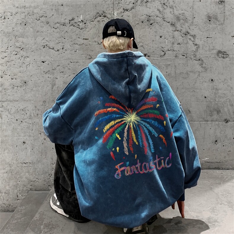 美式潮牌重磅水洗做旧连帽卫衣力推大码男XZ517A-2-Y7760-P68，男装卫衣，星座517A-2