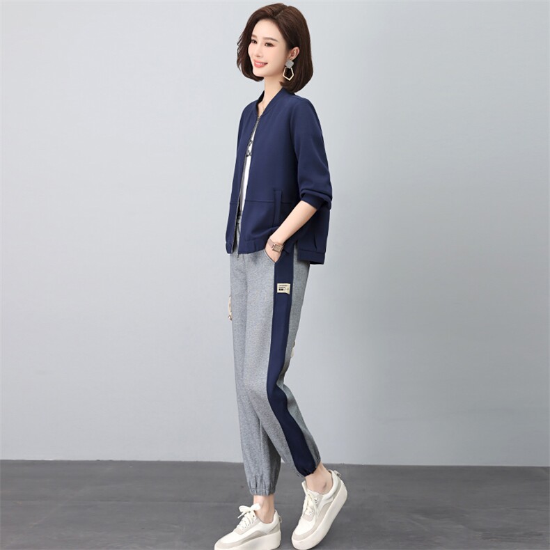 时尚休闲束脚套装秋季新款显瘦百搭运动服,女装套装/套裙,依恋蒂丝