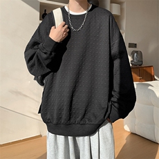 卫衣男春季新款港风宽松提花圆领套头长袖上衣WY8091-特P35，男装卫衣，星座214-3