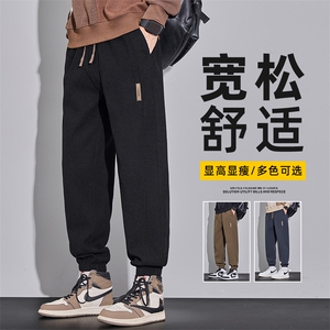 2025针织菠萝纹理束脚休闲裤男士秋冬裤子宽松哈伦长裤Z2619-P40图片