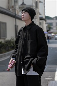 秋装新款麂皮绒夹克外套男休闲鹿皮工装上衣宽松潮 A071-201-P70图片