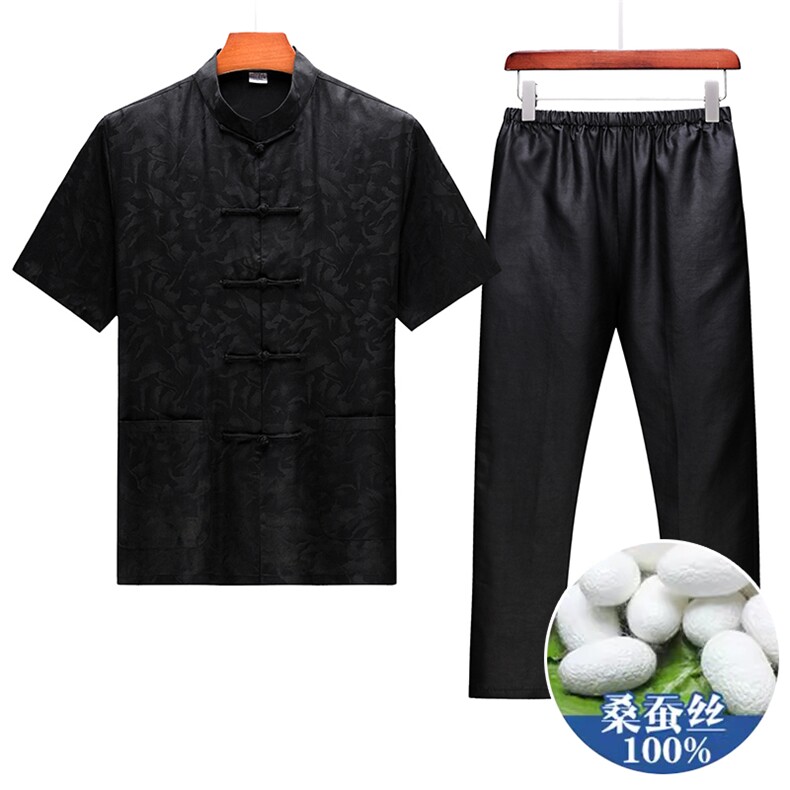 GBN6011-5夏季风唐装纯香云纱短袖爸爸装套装,男装休闲套装,电商B360