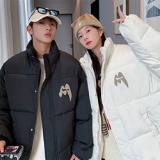 情侣棉衣新款立领面包服M字母棉服棉袄外套3352-P65控98量大有差，男装棉衣，星座207