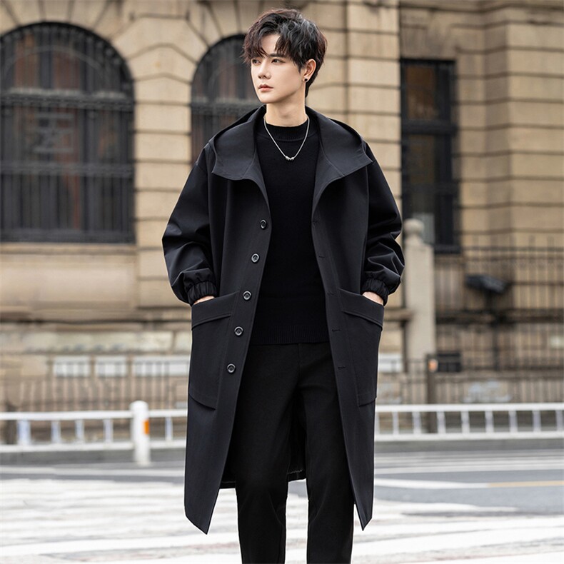 数据大货风衣男中长款大衣男连帽夹克男N156P95控138外景C，男装夹克，星座401