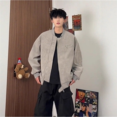 美式复古PU皮棒球服外套男秋冬季痞帅潮牌宽松休闲百搭飞行员夹克，男装夹克，星座1210-1