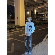 美式复古涅槃长袖t恤纯棉重磅打底衫CT31-P38，男装T恤，星座310A-4