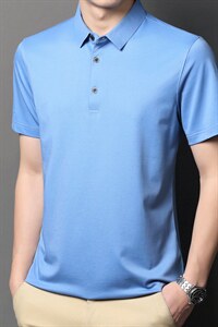 2023夏季新款中年男士翻领短袖T恤POLO领衫商务休闲时尚男装上衣图片