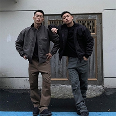 抖音得物美式潮休闲夹克春季立领纯色复古工装加厚棉服外套AMY01，男装夹克，电商A443