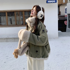 新款！环保皮草两面穿皮毛一体派克服外套2C133-6009-P255-K378，女装派克服，2C133