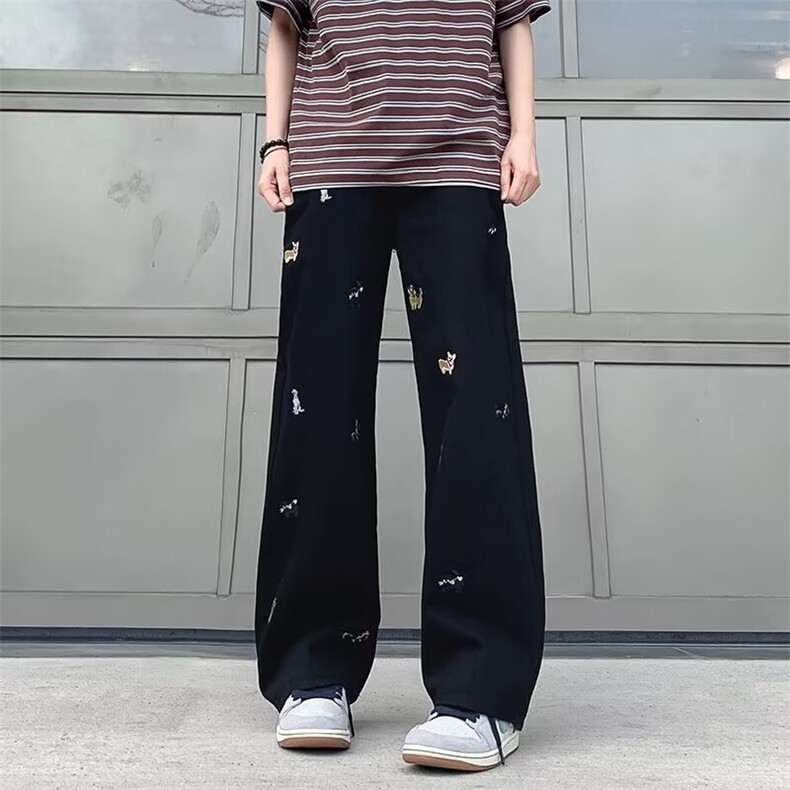 838-P41美式复古趣味小狗刺绣牛仔裤夏季新款,男装牛仔裤,电商B323A