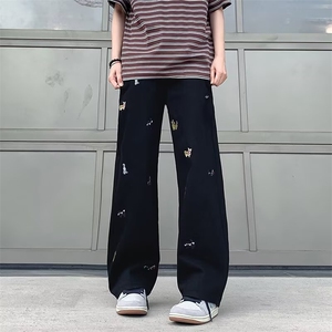 838-P41 美式复古趣味小狗刺绣牛仔裤夏季新款图片