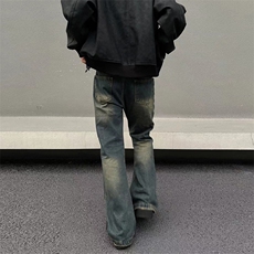 美式ins高街hiphop微喇重工艺水洗复古蓝牛仔裤货号K2322-1P60，男装牛仔裤，电商A063