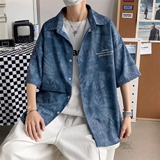 日系春夏季新款衬衫潮流慵懒男方领宽松型衬衫CS239P30，男装衬衫，星座1116-2