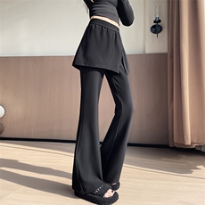 假两件屁帘喇叭裤宽松大码微喇西装裤显瘦直筒叠穿阔腿长裤，女装休闲裤，云美莎专业女裤-全店现货