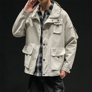 2021春季新款立体口袋工装夹克连帽外套大码钱塘6025-jk15-p90图片
