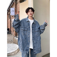 春装个性潮男时尚潮流水洗牛仔外套2色A071-N01-P95，男装工装外套，电商A071