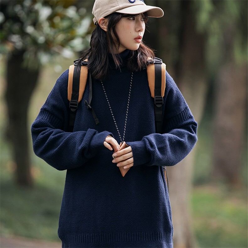 外27-2日系高领纯色毛衣套头针织衫M09-P105，男装针织衫/毛衣，新杭派外27-2