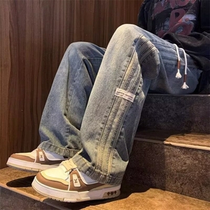 1506/Q6390/P46春夏阔腿牛仔裤高街牛仔裤男生男士男款牛仔裤子图片