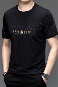 短袖t恤男夏季薄款宽松圆领时尚半袖T恤男滑料速干韩版潮流男图片