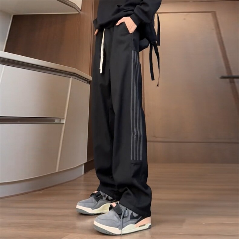 ins美式复古抽绳条纹休闲裤男秋冬新款显瘦长裤子DY528-P55,男装休闲裤,电商A178