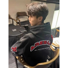 网图高街字母植绒绣花连帽运动衫男子秋冬宽松卫衣YY802-P45，男装卫衣，电商C216