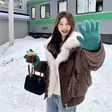 大毛领短款羽绒服女2026冬季新款小个子洋气设计感别致独特厚外套，女装羽绒服，2C159