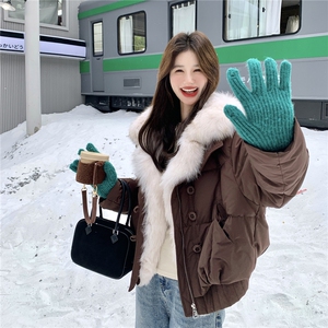 大毛领短款羽绒服女2026冬季新款小个子洋气设计感别致独特厚外套图片