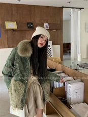 【现货】2022年冬装环保毛拼接牛仔羽绒服，女装羽绒服，Lime meca 俪米