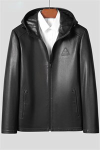 Z2181男式2021秋季新款连帽头层山羊皮鹿纹真皮皮衣男P850图片