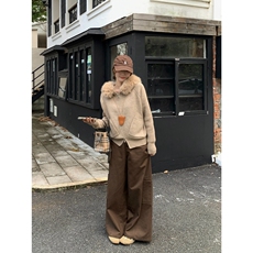 慵懒风连帽毛衣外套女毛领可拆卸高级感百搭通勤显瘦上衣秋季，男装针织衫/毛衣，星座218-8